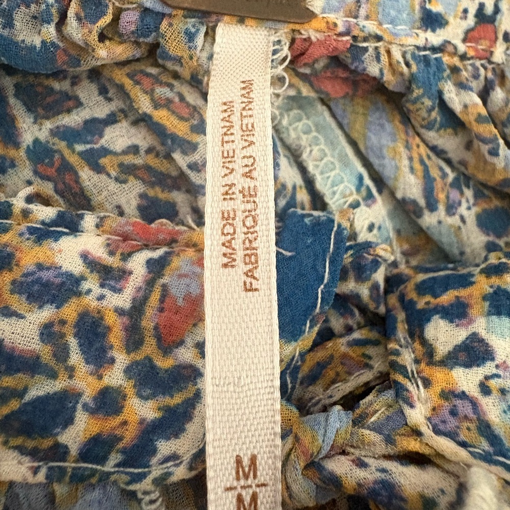 Free People Feeling Groovy Blue Floral Boho Maxi Long Sleeve Dress Size Medium - Picture 9 of 11